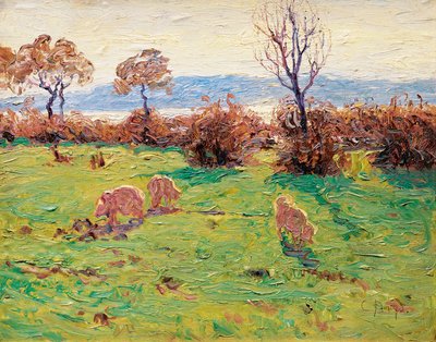 Pigs at the Hedge by Carl Arp